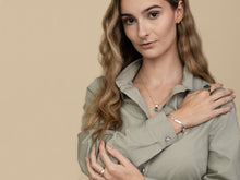 Load image into Gallery viewer, Gold Swiss-Blue Drop Pendant