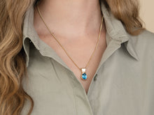 Load image into Gallery viewer, Gold Swiss-Blue Drop Pendant