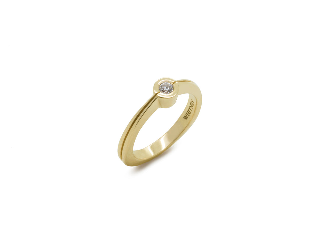 Delicate Diamond Split Ring, Yellow Gold