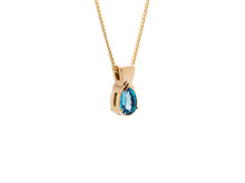 Load image into Gallery viewer, Gold Swiss-Blue Drop Pendant