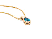 Load image into Gallery viewer, Gold Swiss-Blue Drop Pendant