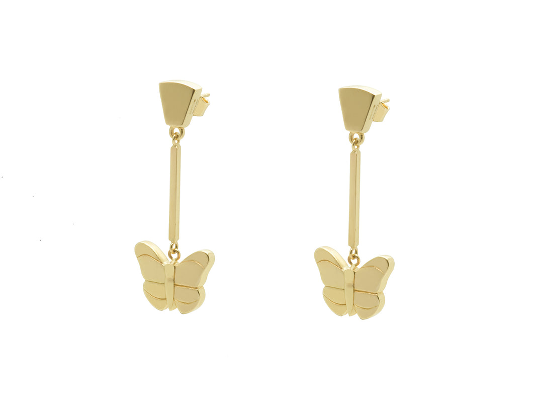 Dangly Gold Butterfly Earrings