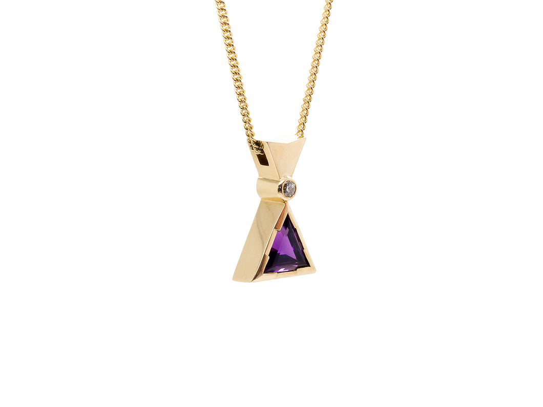 Triangular Amethyst & Diamond Pendant