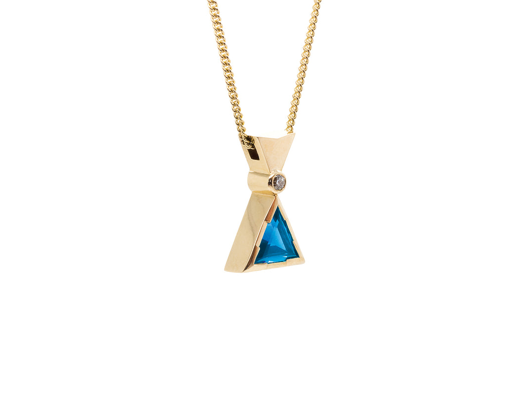 Triangular Swiss-Topaz & Diamond Pendant